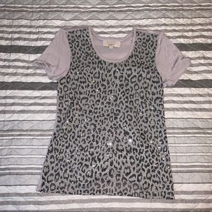 Ann Taylor LOFT Grey Abstract Design SP Top